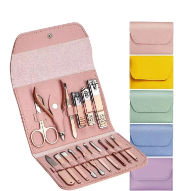 Kit Manicure Profesional 12 Piezas · Estuche Compacto para Viaje