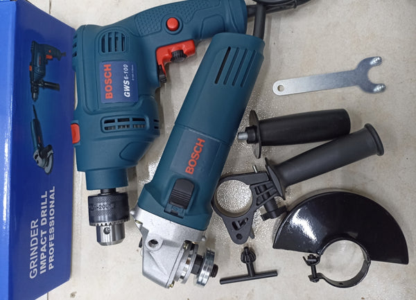 Combo Taladro Percutor + Pulidora 4" · Kit Herramientas 6 Piezas