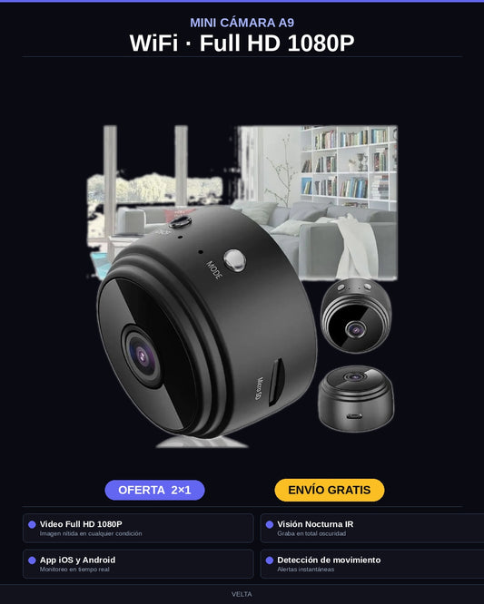Mini Cámara Espía A9 WiFi 1080P HD — Pague 1 y Lleve 2 🔥