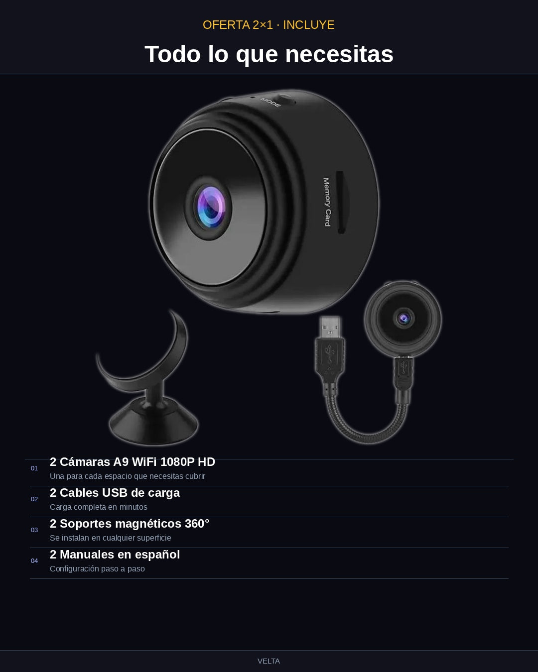 Mini Cámara Espía A9 WiFi 1080P HD — Pague 1 y Lleve 2 🔥