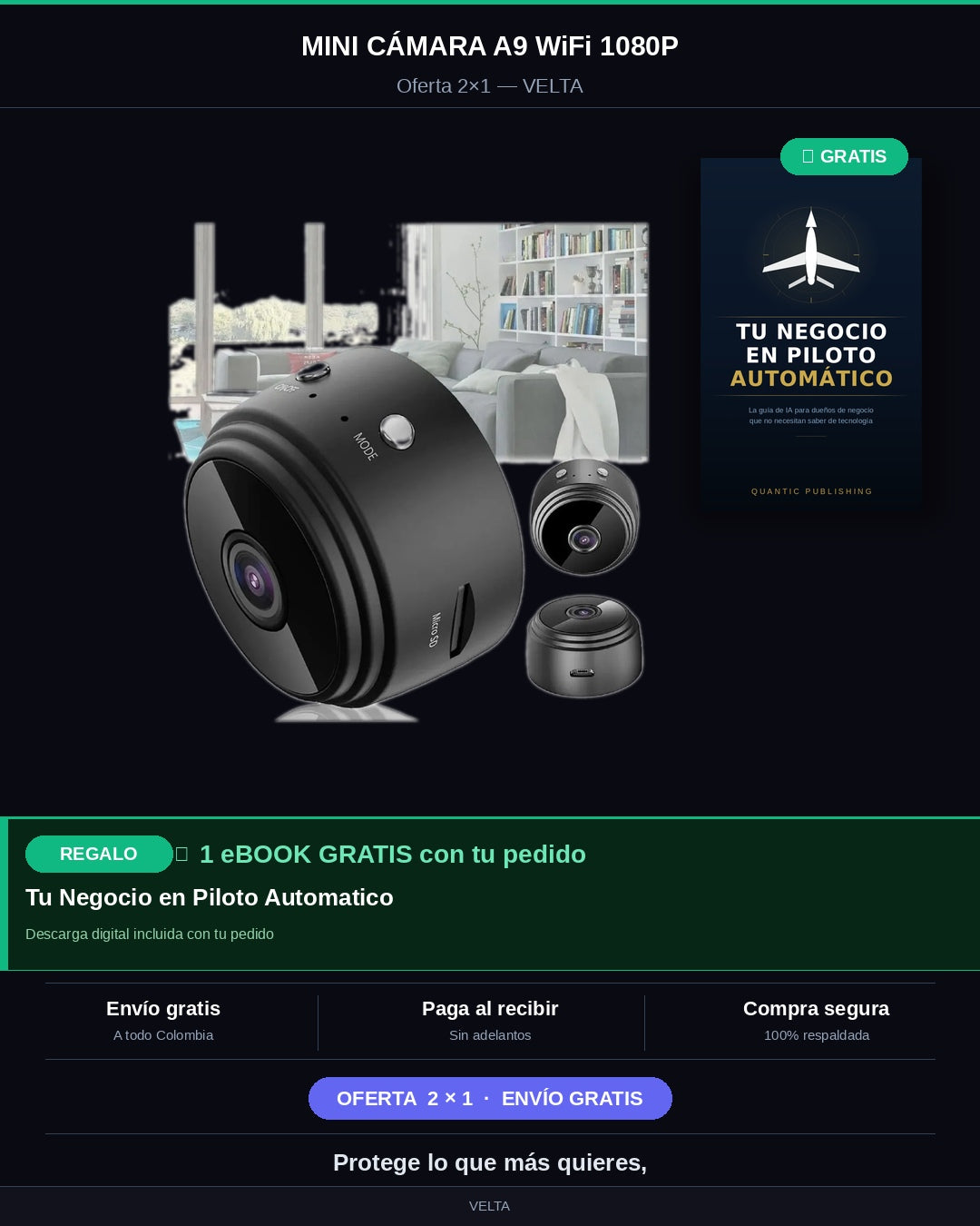 Mini Cámara Espía A9 WiFi 1080P HD — Pague 1 y Lleve 2 🔥